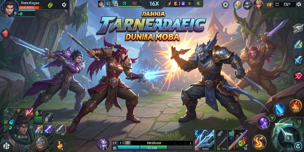 Tampilan menarik dari gameplay MOBA dalam 116X.