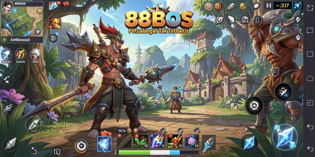 Screenshot gameplay 88BOS menampilkan pertempuran epik di dunia MMORPG.