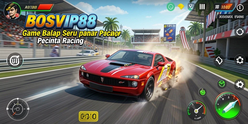 Tampilan screenshot game BOSVIP88 menampilkan aksi balapan yang seru.