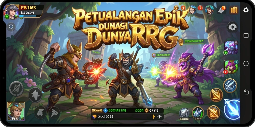 Gameplay FB168 menampilkan petualangan RPG yang seru dan dinamis.