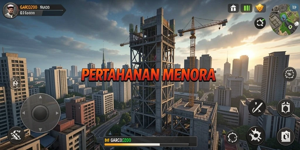 Screenshot gameplay GARCO200 menampilkan momen pertahanan menara yang intens.