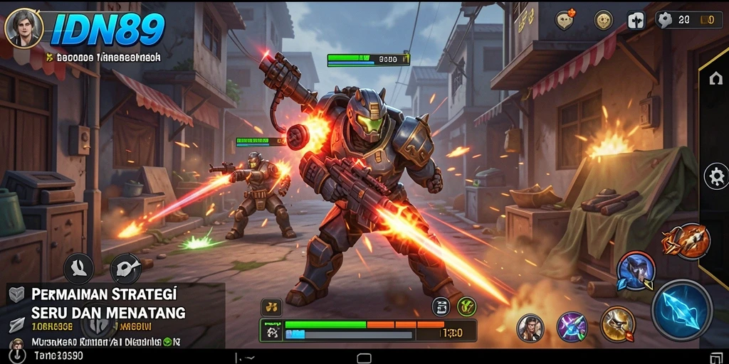 Tangkapan layar gameplay IDN89 yang menampilkan strategi pertempuran.