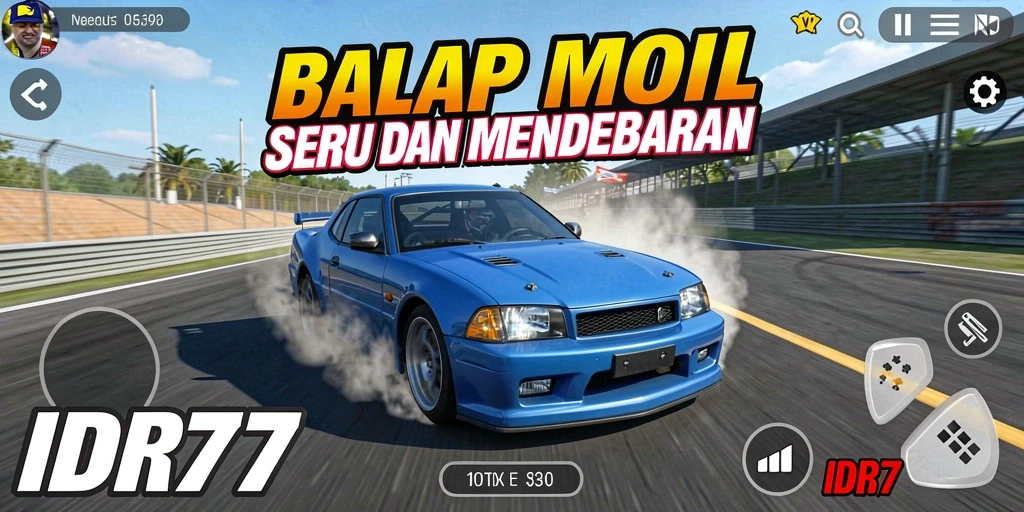 Screenshot IDR77 menampilkan aksi balap mobil yang mendebarkan.