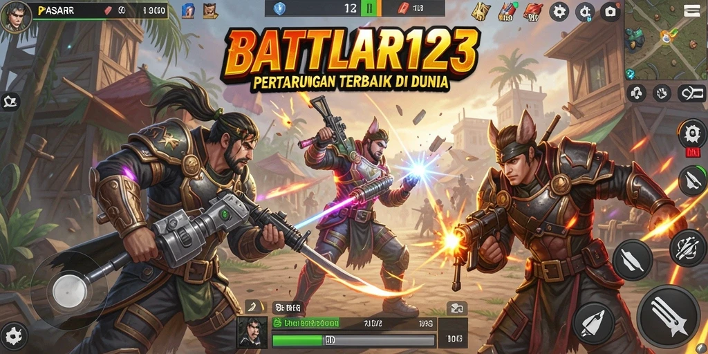 Tampilan gameplay seru PASAR123 di arena Battle Royale.