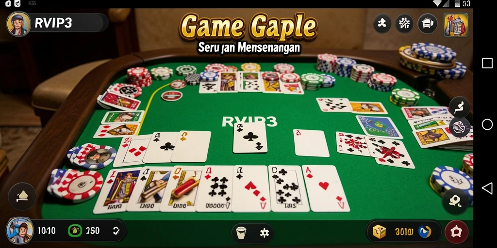 Tampilan gameplay RVIP3 dengan suasana seru permainan Gaple.