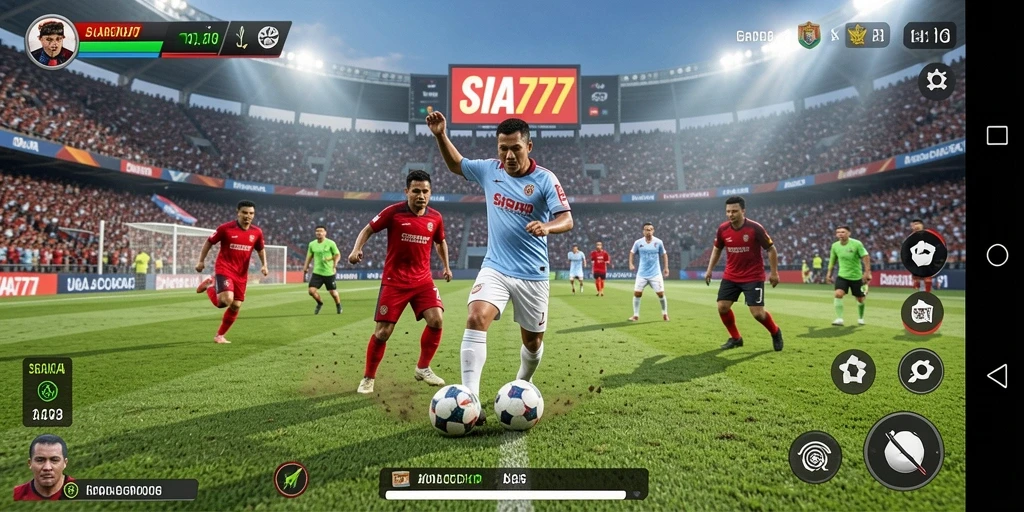 Tampilan gameplay SIA777 yang seru di lapangan sepak bola.