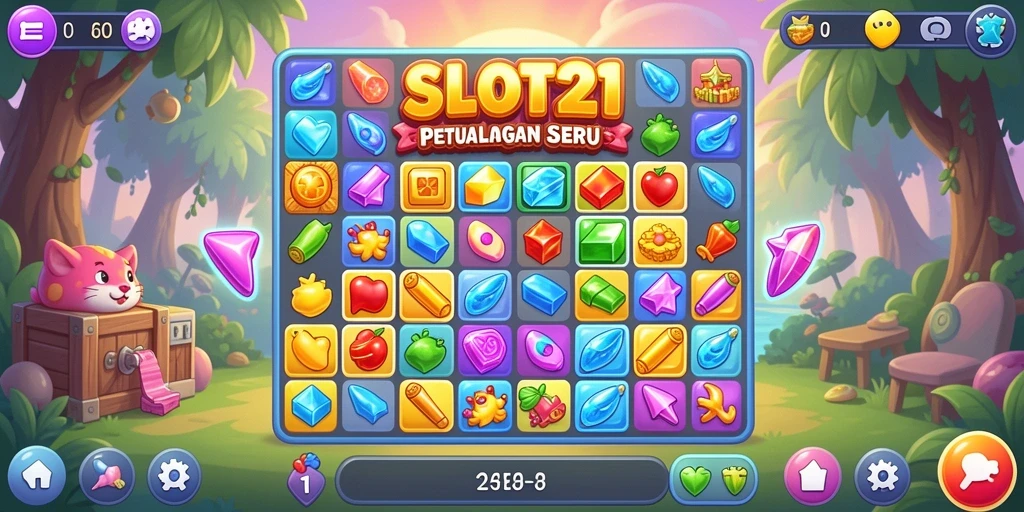 Tampilan gameplay menarik dari SLOT21 dalam dunia Match-3.