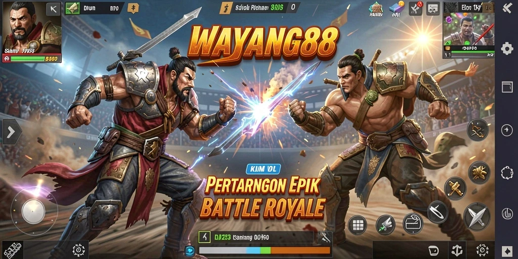 Tampilan seru pertempuran dalam game Battle Royale WAYANG88.